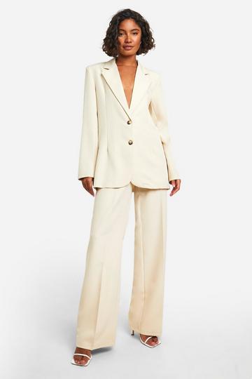 Stone Beige Tall Woven Tailored Straight Leg Trousers