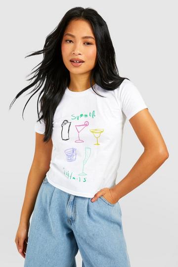 Petite Summer Cocktails Baby Tee white