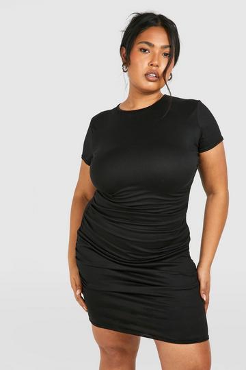 Black Plus Jersey Ruched Bodycon Dress
