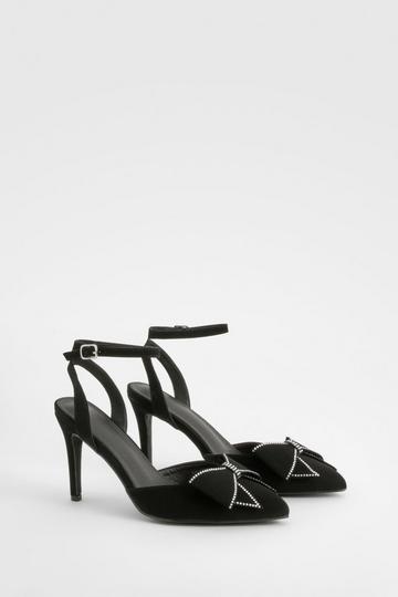 Bow Detail Strappy Court Heels black