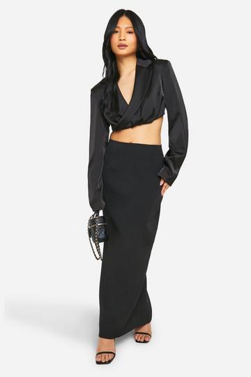 Petite Tailored Column Maxi Skirt black
