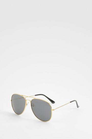 Metallic Gold Frame Aviator Sunglasses