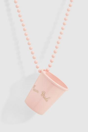 Team Bride Shot Glass Beaded Necklace baby pink