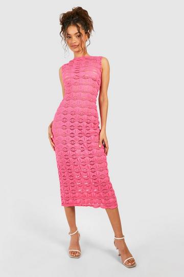 Textured Low Back Maxi Dress pink
