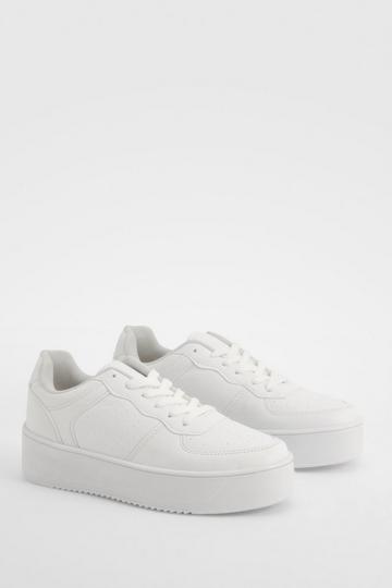 Chunky Platform Sole Contrast Panel Trainers white