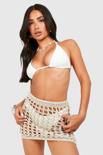 Petite Crochet Beach Mini Skirt stone