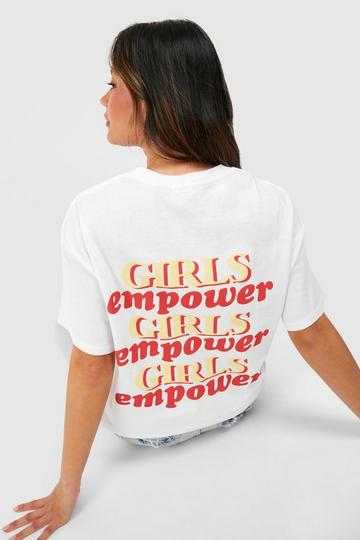 Girls Empower Girls Back Printed Oversized T-shirt white