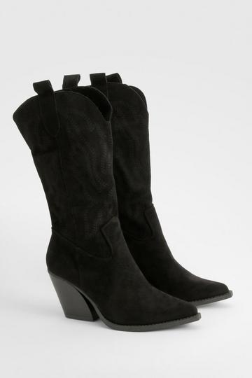 Embroidered Western Boots black