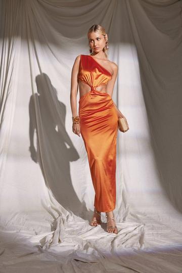 Disco Slinky Cut Out Low Back Maxi Dress orange