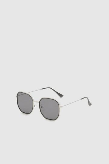 Tinted Metal Frame Round Sunglasses silver