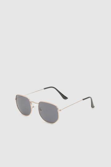 Tinted Metal Frame Round Sunglasses gold