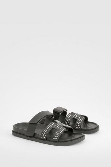 Studded Cut Out Detail Sandal black