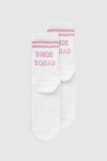 Bride Squad Slogan Sock white