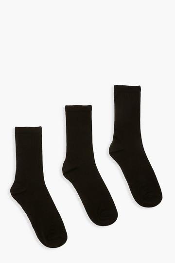 Black Plain Sports Socks 3 Pack