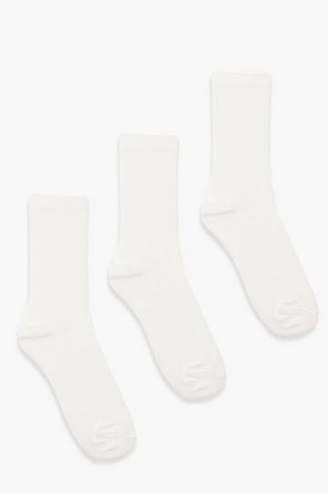 Plain Sports Socks 3 Pack white