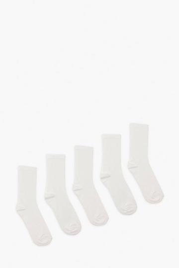 White White Sports Socks 5 Pack