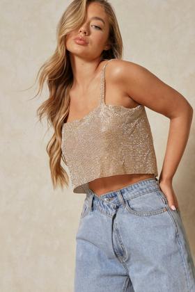 Metal Chainmail Triangle Bralette Top
