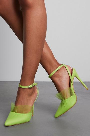 Mesh Strappy Heels lime