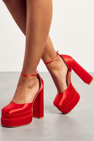 Red Extreme Platform Chunky Heels