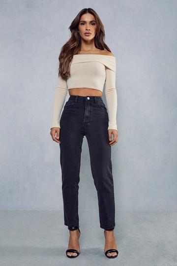 Black High Waisted Mom Jean