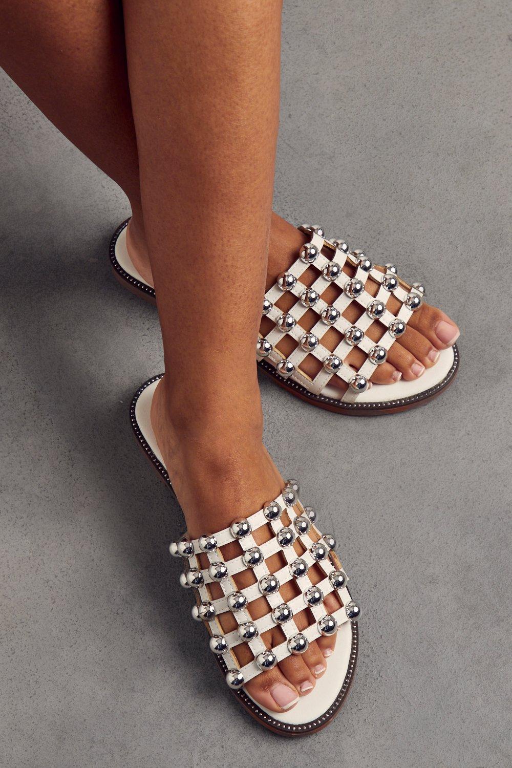 Studded on sale white sandals