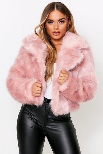 Pink Faux Fur Cropped Jacket