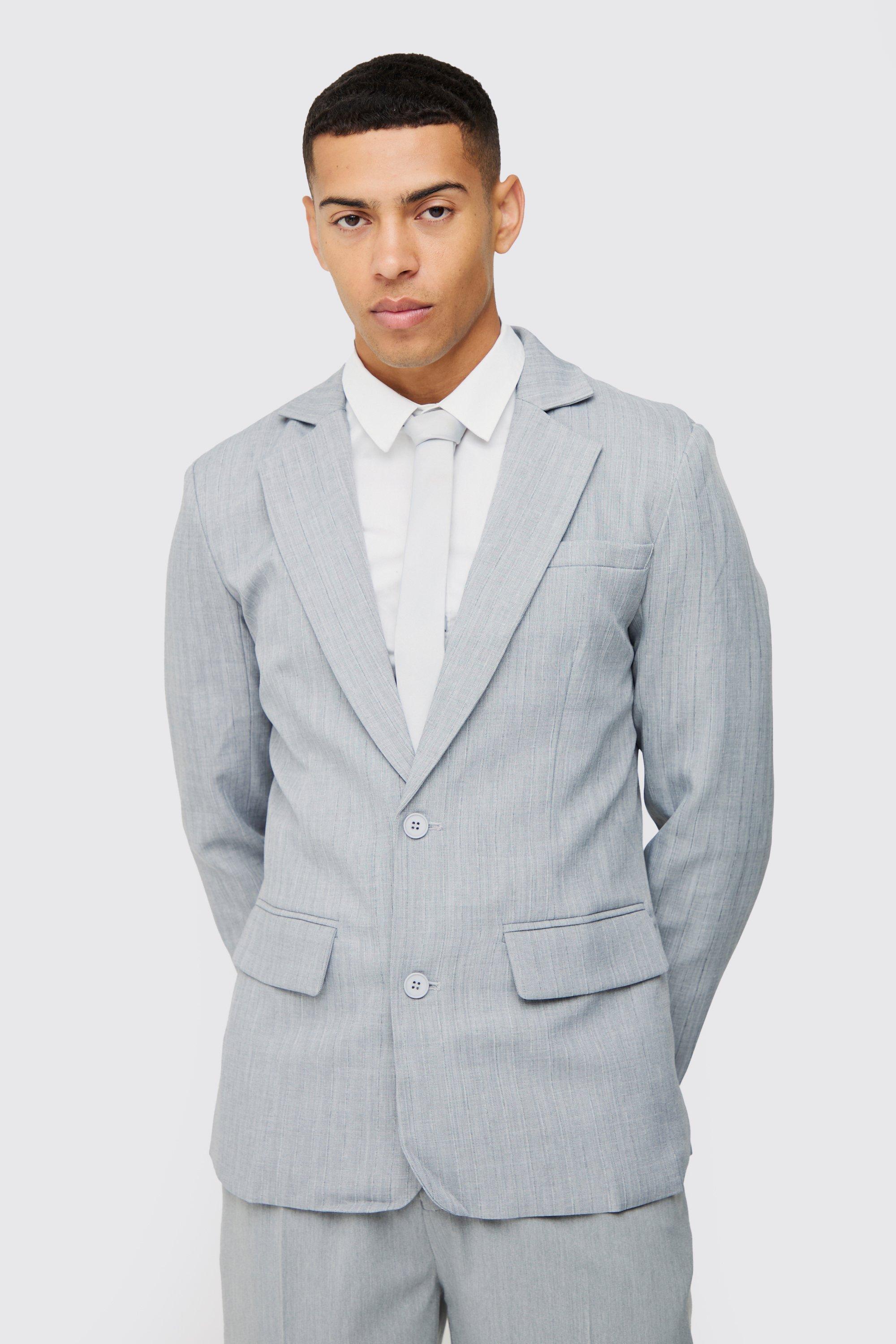 Mens slim clearance fit seersucker suit