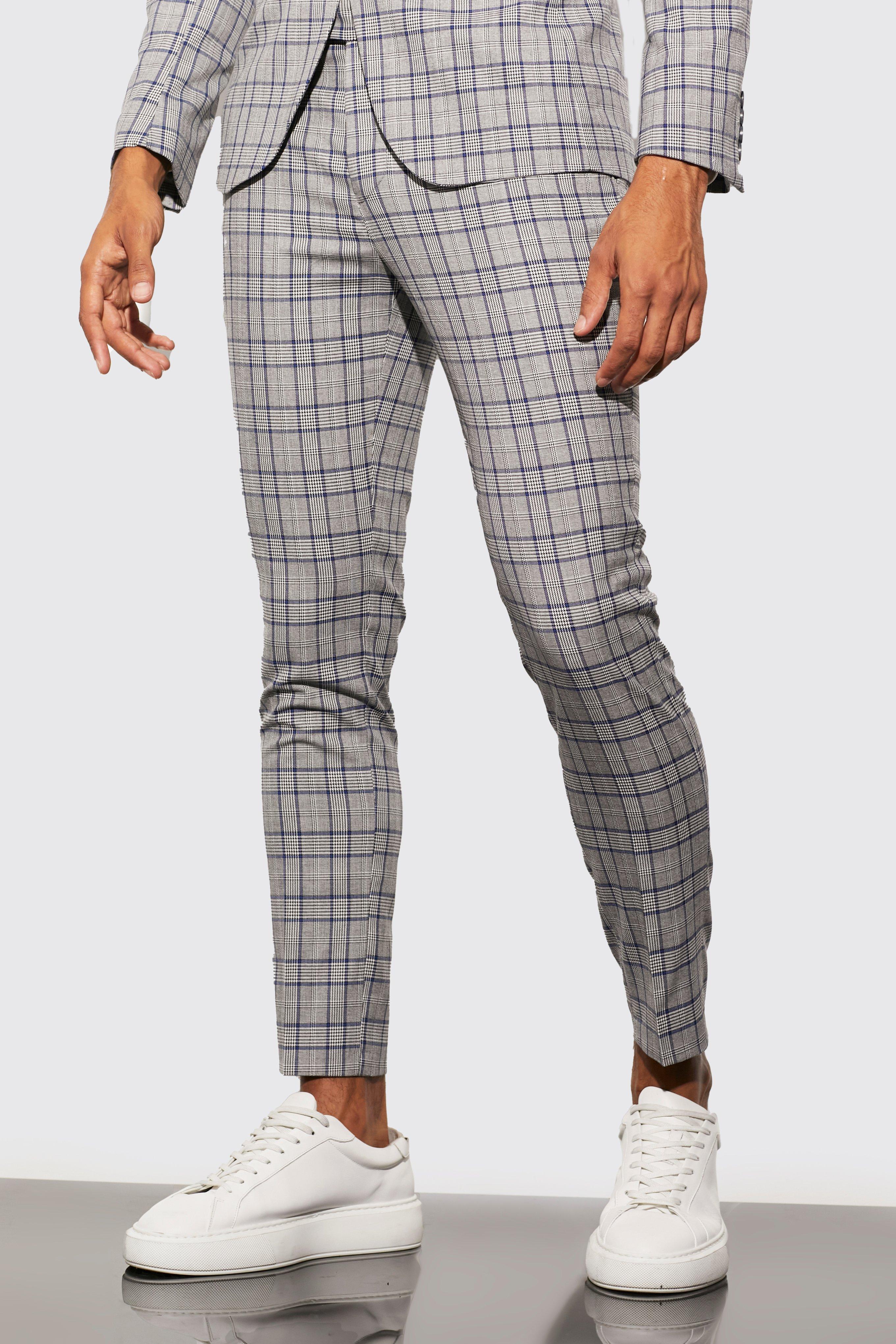 skinny check chinos