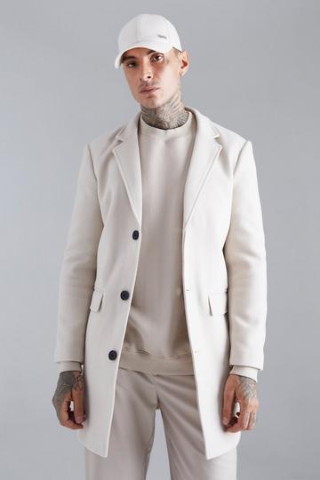 Single Breasted Wool Look Overcoat in Beige beige
