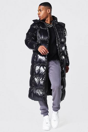 Black Highshine Longline Duvet Puffer