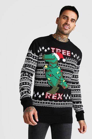 Black Tree Rex Christmas Jumper