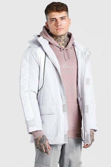 Colour Block Hooded Ski Jacket light grey