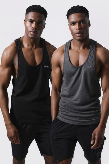 Man Active 2 Pack Gym Racer Tank Top multi