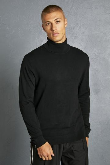 Black Regular Roll Neck Jumper