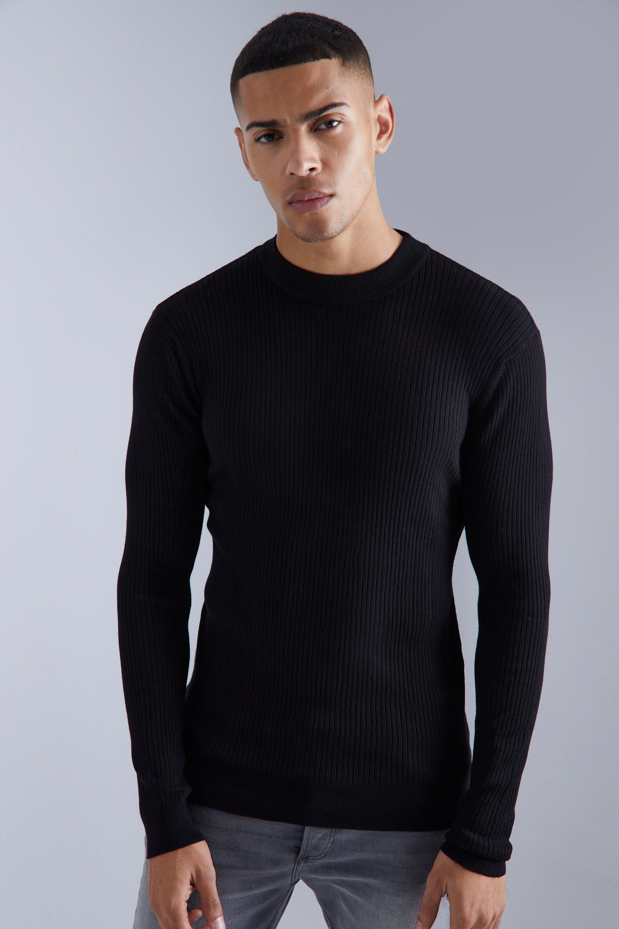 Men's Oversized Crew Neck Chunky Jumper | Boohoo UK