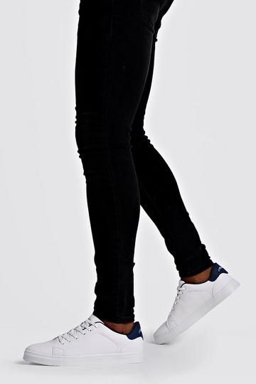Lace Up Trainer With Back Tab navy