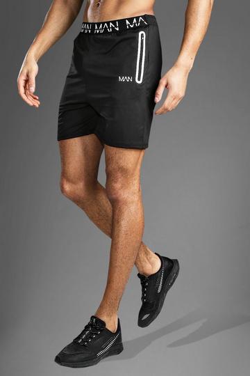 Black Man Active Waistband Shorts