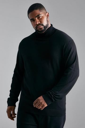 Black Plus Regular Fit Roll Neck Jumper