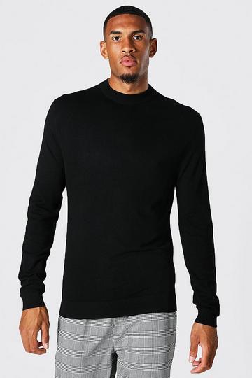 Black Tall Regular Fit Turtle Neck Jumper