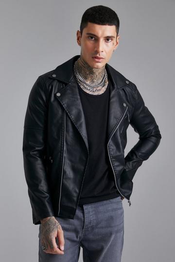 Faux Leather Moto Jacket black