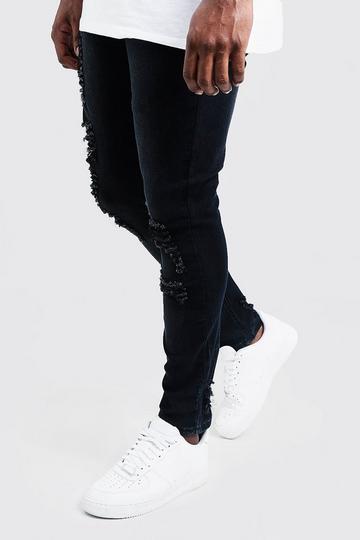 Plus Size Distressed Skinny Fit Jeans charcoal