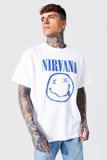White Oversized Nirvana Face License T-shirt