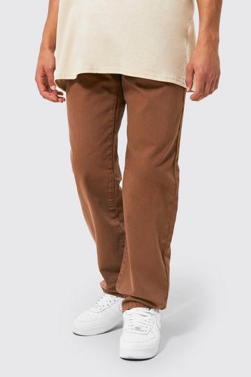 Brown Relaxed Fit Rigid Jeans