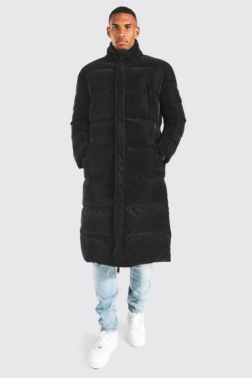 Black Tall Soft Sheen Longline Puffer Jacket