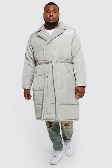 Plus Padded Double Breasted Trench Coat stone