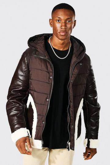 Brown Aviator With Puffer Body Styling