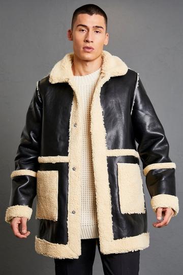 Reversible Leather Look And Borg Aviator black