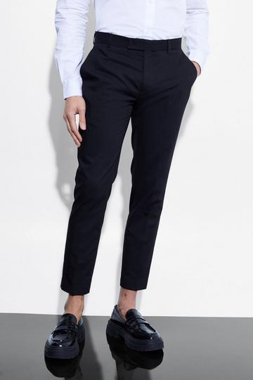 Black Skinny Cropped Suit Trousers