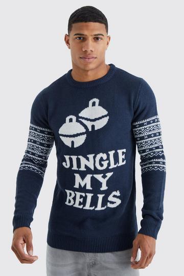Pull de Noël en maille à imprimé Jingle My Bells navy