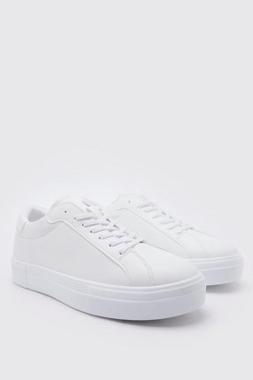 Leather Look Smart Lace Up white